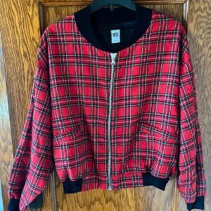 NSF Tartan Plaid Bomber Jacket Size Small Made in USA